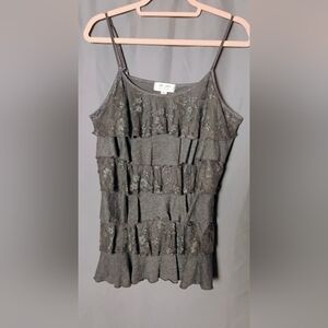 The Arte by Zenana Dark Gray Ruffled Lace Cami 3XL